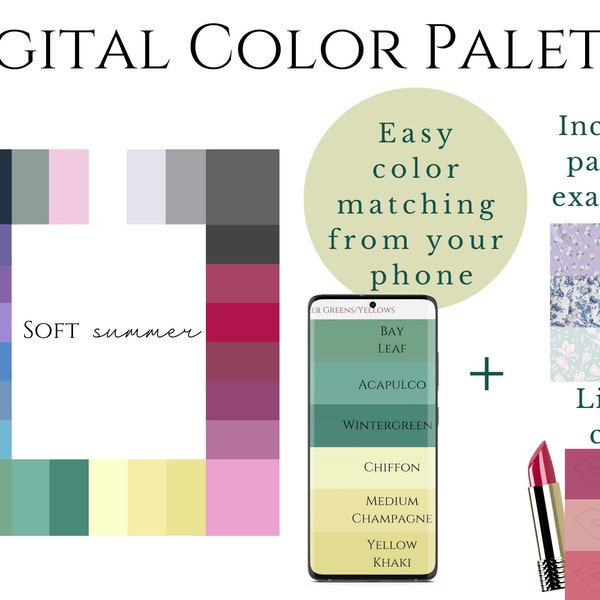 Weiche Sommerpalette, Digital Swatch Fan, Saisonale Palette, Armocromia, Einkaufshelfer, Kleidung, Kleiderschrank, Farblehre, Sofort Download