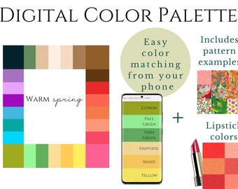 Warm (True) Spring Palette Digital Swatch Fan, Seasonal Palette, Armocromia, Shopping Assistant, Wardrobe, Color Theory, Digital Download
