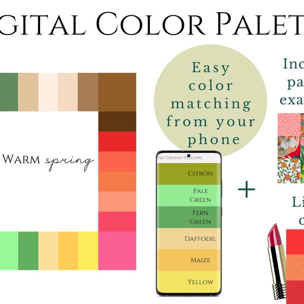 Warm (True) Spring Palette Digital Swatch Fan, Seasonal Palette, Armocromia, Shopping Assistant, Wardrobe, Color Theory, Digital Download