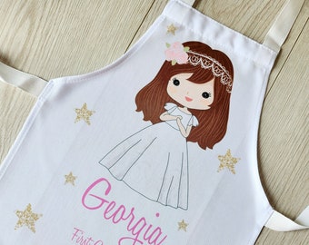 First Communion Childs Polyester Apron keepsake gift baking apron personalised apron baking gift cake maker holy communion Eucharist Girls