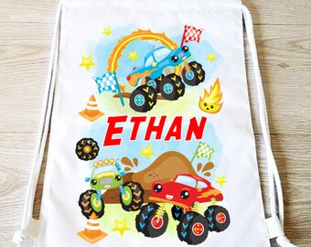 GREAT KIDS GIFT /& NAMED TOO PERSONALISED FIRE ENGINE GYM PE SWIMMING BAG