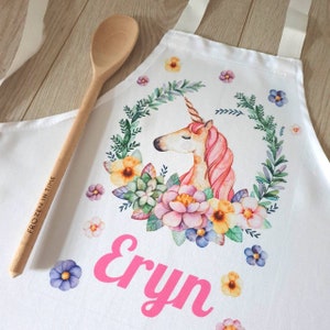 Lovely Unicorn Childs Polyester Apron Princess Rainbows baking apron personalised apron baking gift cake maker unicorn birthday gift