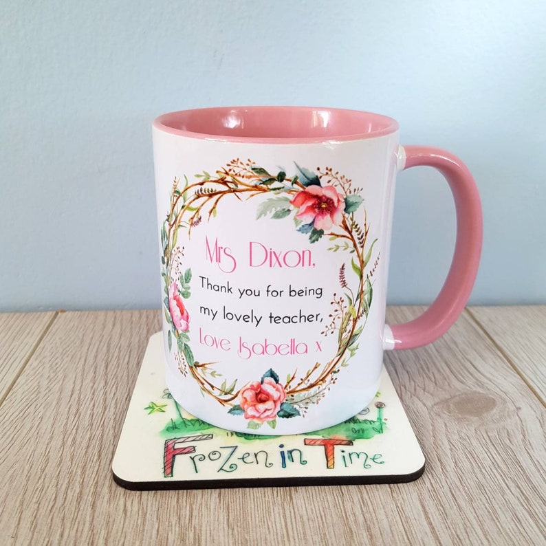 Rose Peony Mug Floral Wreath Personalized Mug Custom Coffee Etsy UK