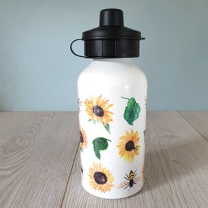 Sunflower water bottle personalised water bottle sunflower gift floral water bottle gift for her flowers bee gift sunflowers bees bee bottle image 7