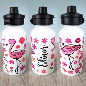 Flamingo personalised water bottle metal reusable bottle girls water bottle gift flamingos gift kids water flamingo birthday party print