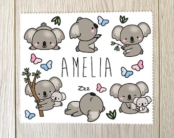 Koala lens cloth Personalised gift Name gift Kawaii Kids gift glasses cleaning cloth Koalas glasses wipe glasses cloth Koala gift koala bear