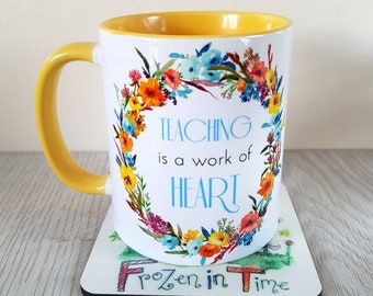 Wild flower personalised name mug floral wreath personalized mug custom coffee mug Teacher gift tea mug Gift for her teacher appreciation