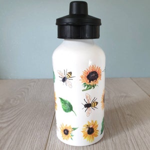 Sunflower water bottle personalised water bottle sunflower gift floral water bottle gift for her flowers bee gift sunflowers bees bee bottle image 8