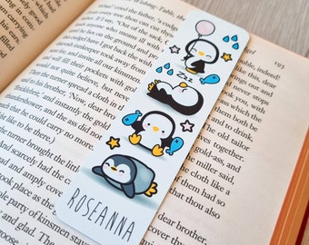 Penguin bookmark Personalised Kawaii gift Name gift metal bookmark party Kids antarctic animals south pole empire penguins reading gift