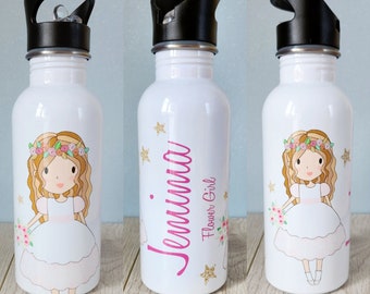Flower girl water bottle personalised wedding party gift bottle bridesmaid wedding thank you gift metal water bottle special gifts for her