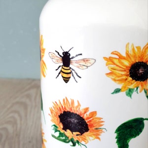 Sunflower water bottle personalised water bottle sunflower gift floral water bottle gift for her flowers bee gift sunflowers bees bee bottle image 10