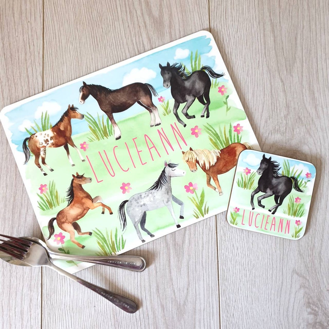 Horse Placemat Set Personalised Horse Gift Placemat Name Etsy