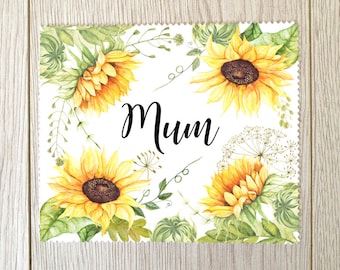 Sunflower lens cloth Personalised Sunflowers gift Name gift sunflower glasses cleaning cloth glasses wipe glasses cloth mothers day gift