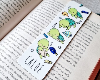 Sea Turtle bookmark Personalised Kawaii Turtle gift Name gift metal bookmark party favors Kids turtle Party under the sea reading gift ocean