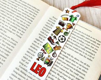 Football bookmark Personalised soccer boy gift Name gift metal bookmark party favors Kids footballer Party book reading gift sports girls
