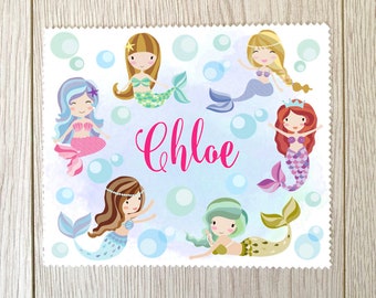 Mermaid lens cloth Personalised mermaids gift Name gift Kids gift glasses cleaning cloth glasses wipe glasses cloth gift under the sea