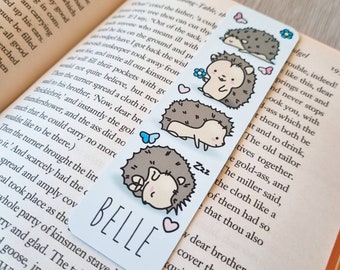 Hedgehog bookmark Personalised Kawaii gift Name gift metal bookmark party favors Kids nocturnal Party forest reading gift woodland creatures