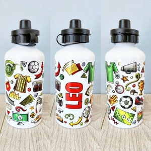 Football water bottle personalised bottle soccer Footballer metal water bottle Football club Gift for him father's day goal keeper striker