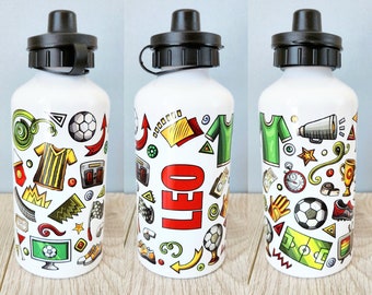 Football water bottle personalised bottle soccer Footballer metal water bottle Football club Gift for him father's day goal keeper striker