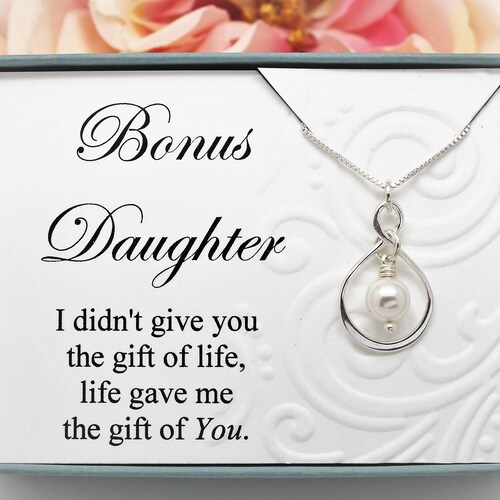 Sterling Silver Plated Step Daughter Wedding Gift Necklace Adoption Teal 