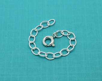 Chain extender silver 925 sterling silver adjustable length chain lengthener with spring ring clasp, 2 inch or 3 inch length