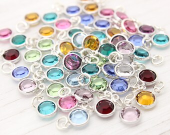 Birthstone charm with a 925 silver jump ring, add a 6mm  birthstone crystal for necklace or bracelet