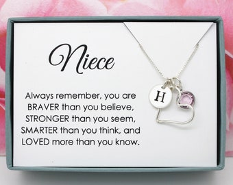 Gift for Niece Birthstone necklace 925 sterling silver birthday gift from uncle or aunt, personalized gift ideas for teenage girl