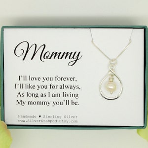 Mommy necklace 925 Sterling Silver infinity necklace freshwater pearl, I'll love you forever, Baby shower gift, gift for mom image 5