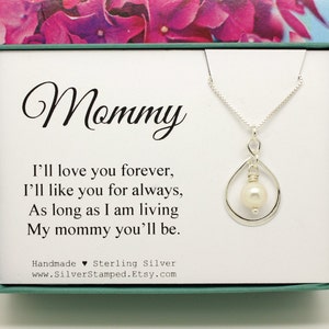 Mommy necklace 925 Sterling Silver infinity necklace freshwater pearl, I'll love you forever, Baby shower gift, gift for mom image 1