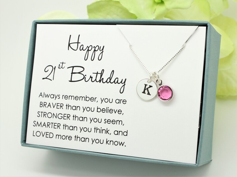 21st Birthday Gift for 21 Year Old Girl Birthstone Necklace Etsy