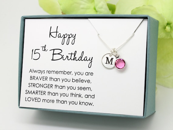 15th Birthday Gift for 15 Year Old Girl, Birthstone Necklace, 925