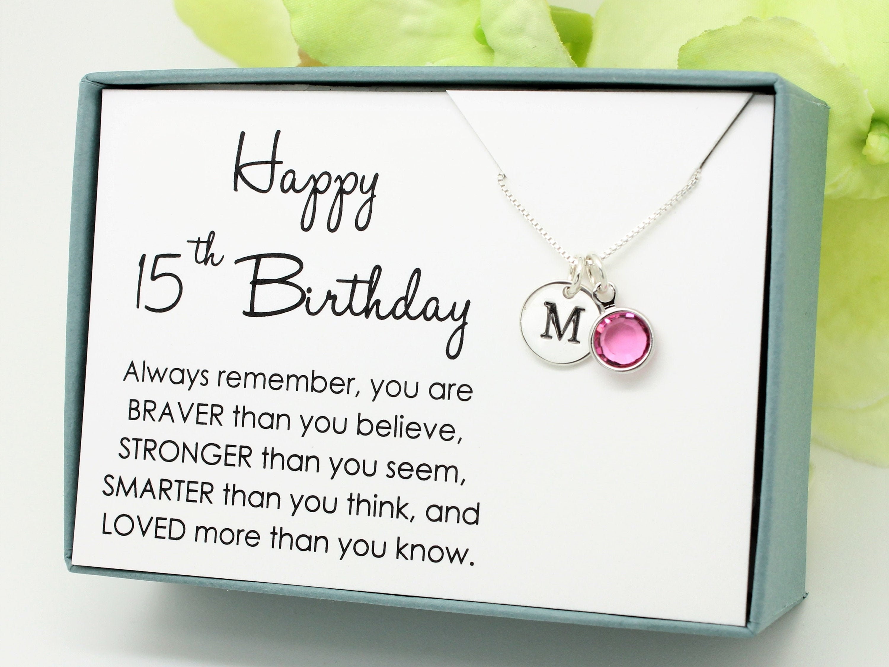 15th Birthday Gift for 15 Year Old Girl, Birthstone Necklace, 925