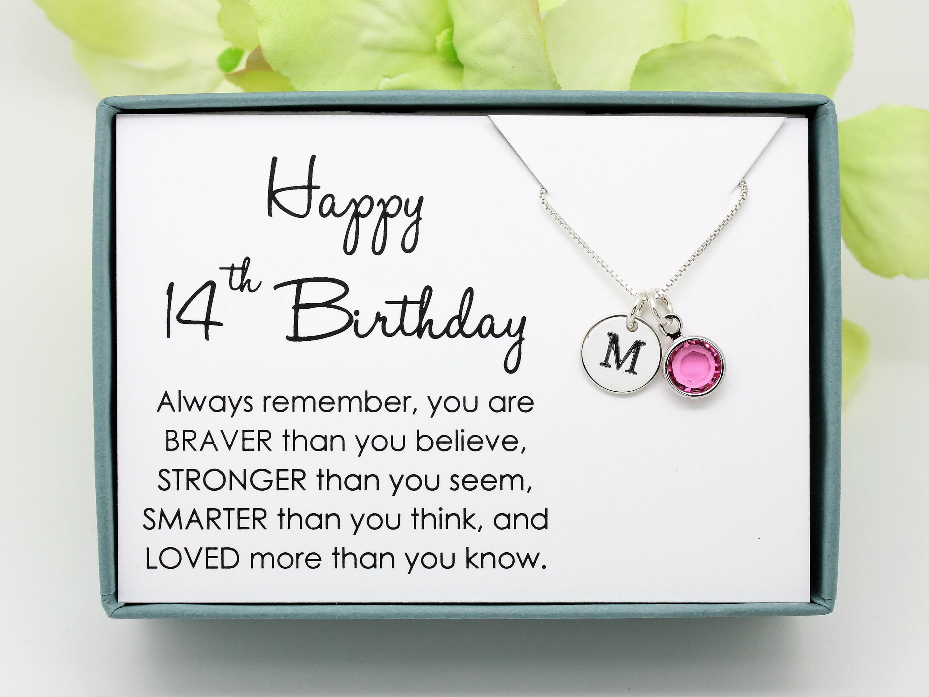 Anavia 14th Birthday Gifts for Girls, Custom 925 Sterling Silver 14 Beads Necklace for 14th Birthday Girl Gift, Gift for 14 Year Old Daughter/Niece -[