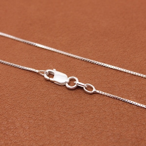 16" chain, 18" chain, or 20" necklace chain, thin dainty 925 Sterling Silver box chain with lobster clasp for women