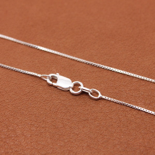 16" chain, 18" chain, or 20" necklace chain, thin dainty 925 Sterling Silver box chain with lobster clasp for women