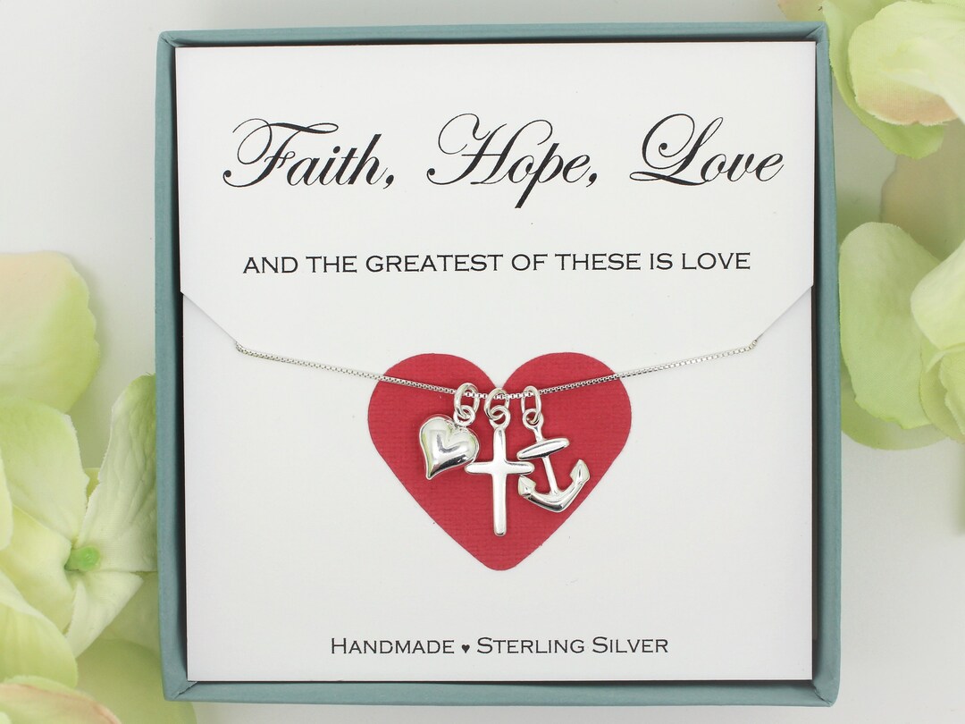 Faith Hope Love Necklace Sterling Silver Heart Cross Anchor Etsy
