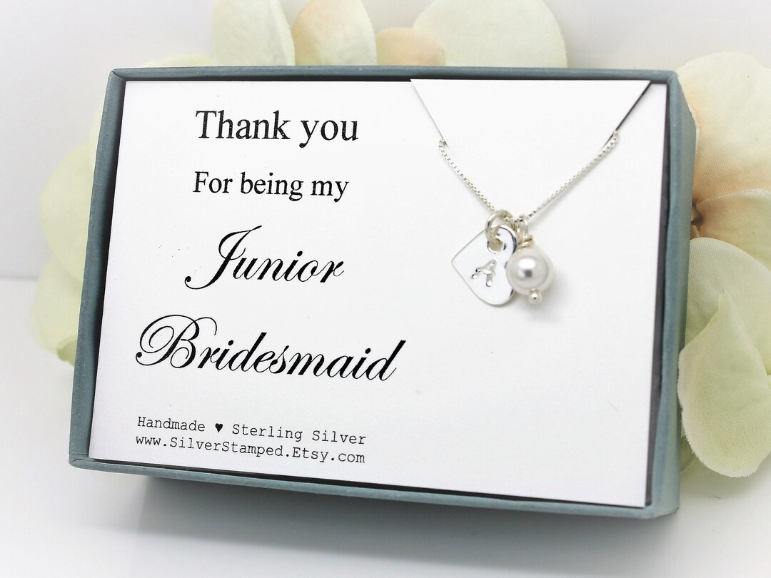 Gift for Junior Bridesmaid Personalized Necklace Gift, Jr Bridesmaid Thank You, Sterling Silver