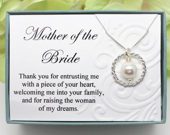 Gift for Mother of the Bride gift from groom 925 Sterling silver  pearl necklace bridal party gift for future mother in law