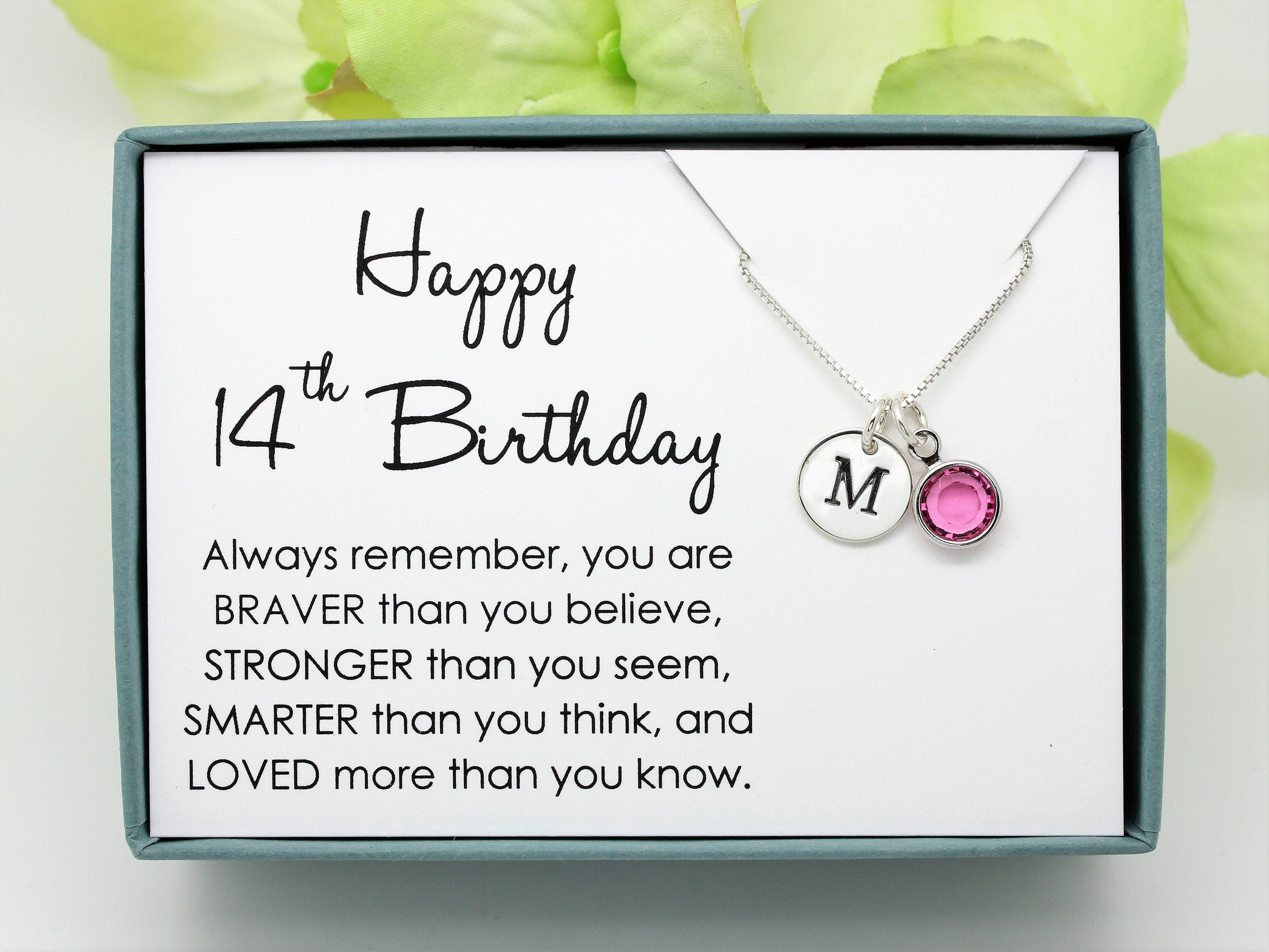 14th Birthday Gift for 14 Year Old Girl Birthstone Necklace 925