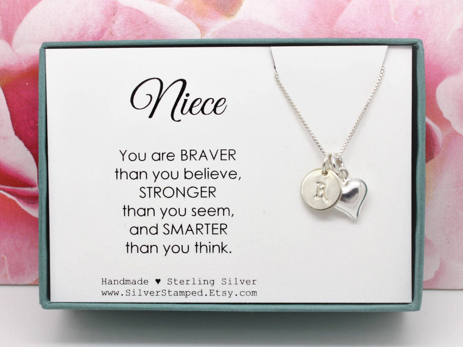 Gift for Niece Necklace Sterling Silver Initial Birthday Etsy