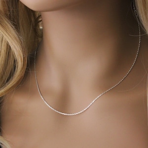 Thin Cable Chain, dainty 925 Sterling Silver necklace chain, lobster clasp, made in Italy, 16" 18" 20" necklace for her