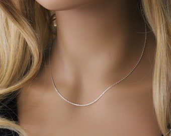 Thin Cable Chain, dainty 925 Sterling Silver necklace chain, lobster clasp, made in Italy, 16" 18" 20" necklace for her