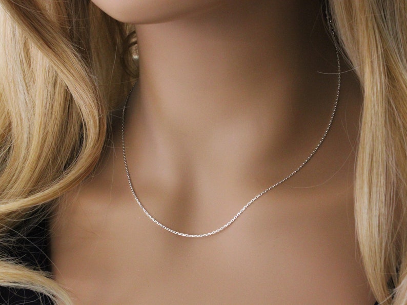 Cable Chain, thin dainty 925 Sterling Silver necklace chain, 16 chains, 18 chains or 20 necklace for her, lobster clasp, made in Italy zdjęcie 7