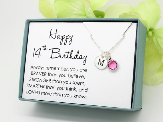 14th Birthday Gift for 14 Year Old Girl Birthstone Necklace, 925