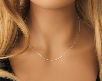 Silver Necklace chain, thin oval Cable Chain, dainty 925 Sterling Silver chain for women with lobster clasp, everyday jewelry, gift for her