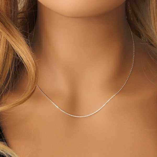 Silver Necklace chain, thin oval Cable Chain, dainty 925 Sterling Silver chain for women with lobster clasp, everyday jewelry, gift for her
