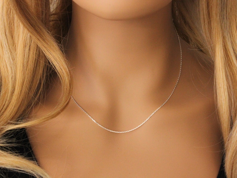 Cable Chain, thin dainty 925 Sterling Silver necklace chain, 16 chains, 18 chains or 20 necklace for her, lobster clasp, made in Italy zdjęcie 6