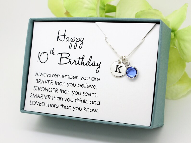 10th Birthday gift for girl birthstone necklace 925 Sterling Etsy