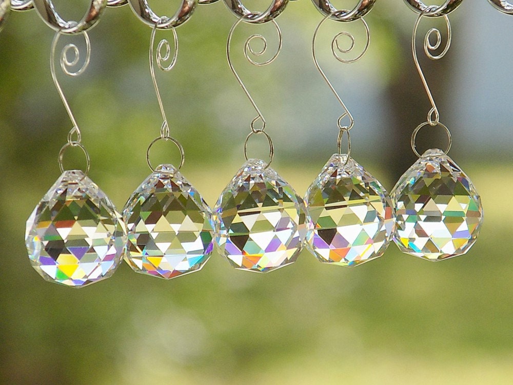 5 pcs Clear Lead Crystal Ball Prisms Christmas Ornaments Etsy