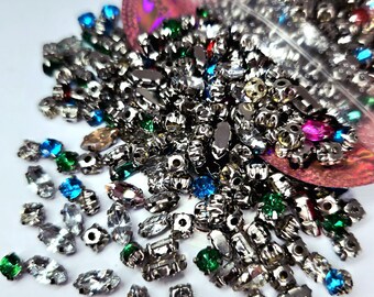590 Mixed Color Glass Rhinestones: Sew-On Gems, Crystals (5-10mm)